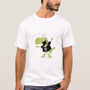 Rockin’ Dino – Funny Heavy Metal T-Rex Cartoon T-Shirt