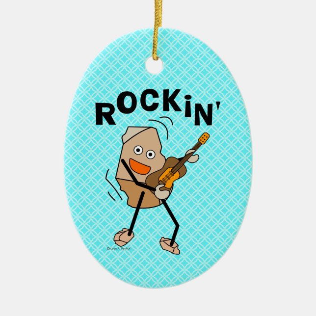 Rockin' Guitar Ceramic Tree Decoration (Front)