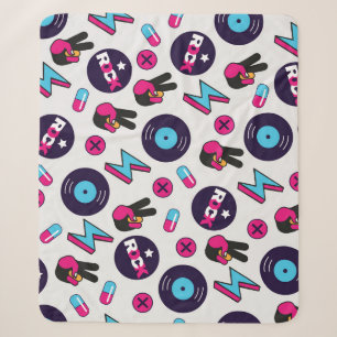 Rockin' Hippie: Vinyl Vintage Pattern Sherpa Blanket
