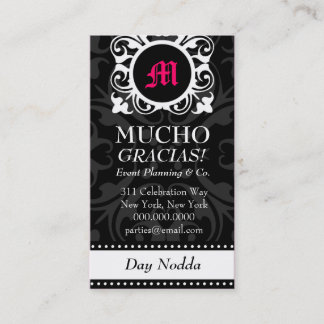 ROCKIN' MUCHO MONOGRAM BLACK BUSINESS CARD