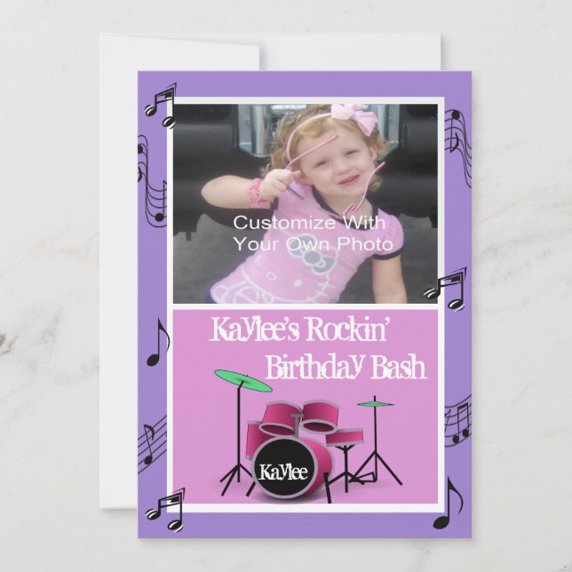 Rockin' Music Theme Birthday Invitations (Front)