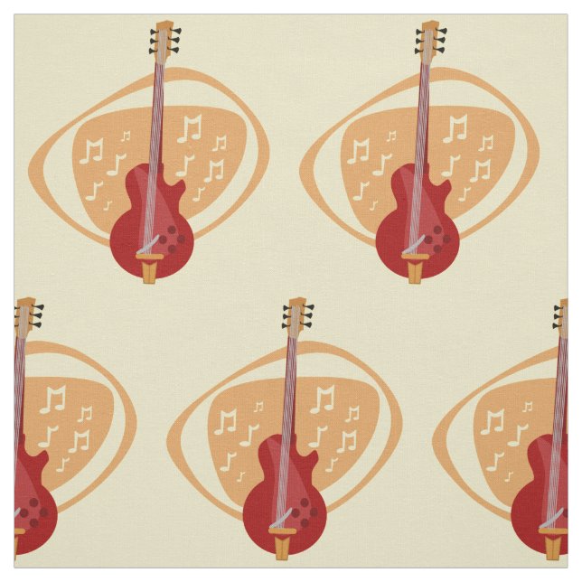Rockin Red 50s Electric Guitar Fabric (Swatch)