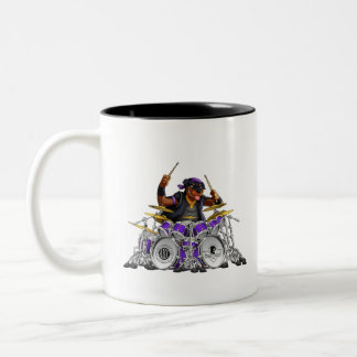 Rockin' Rottie Drummer Two-Tone Coffee Mug