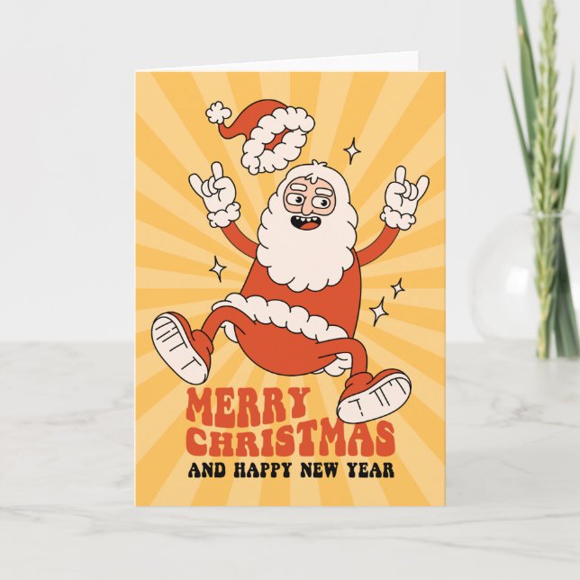 Rockin' Santa Claus - A Merry and Loud Christmas Holiday Card (Front)