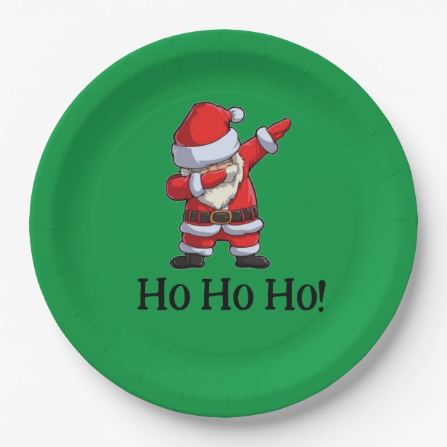 Rockin Santa Ho Ho Ho! Paper Plate (Front)