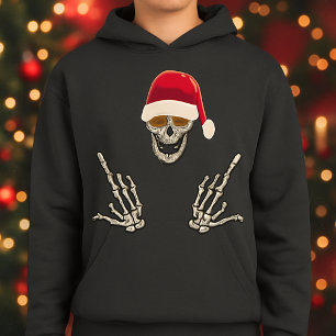 Rockin’ Santa Skull with Skeleton Hands  Hoodie