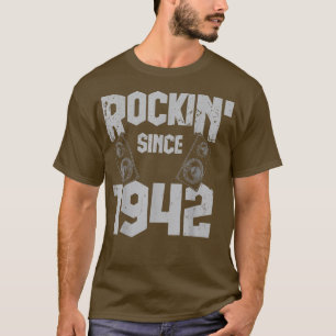 Rockin' Since 1942 Vintage Rock Music Fan 80th Bir T-Shirt