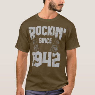 Rockin' Since 1942 Vintage Rock Music Fan 80th Bir T-Shirt