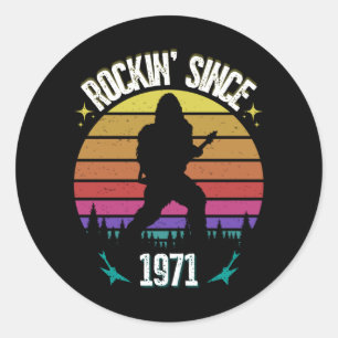 Rockin since 1971 Bigfoot Music Lover Classic Round Sticker