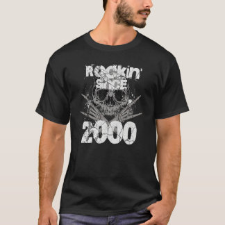 Rockin Since 2000 Grunge Skull Rock Hands Birthday T-Shirt