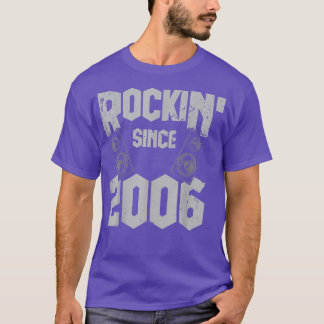 Rockin' Since 2006 Vintage Rock Music Fan 16th Bir T-Shirt