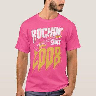 Rockin' Since 2008 Vintage Rock Music Fan 14th Bir T-Shirt