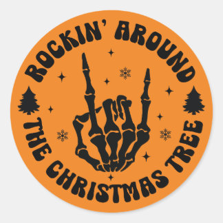 Rockin' Skeleton Christmas Tree Sticker