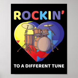 Rockin' To A Different Tune Autism Awareness Drumm Poster