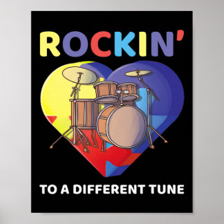 Rockin' To A Different Tune Autism Awareness Drumm Poster