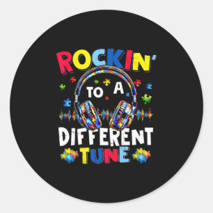 Rockin' To A Different Tune Autistic Autism Gamer Classic Round Sticker