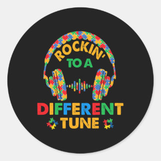 Rockin' To A Different Tune Autistic Awareness Kid Classic Round Sticker