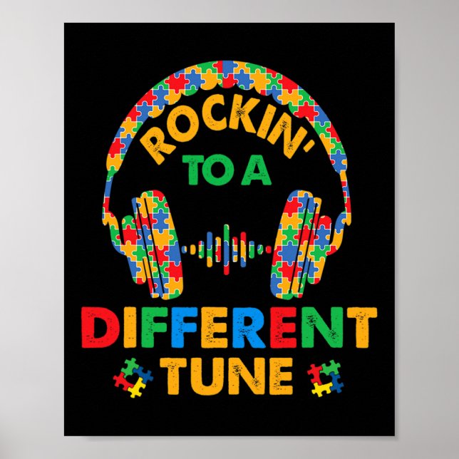 Rockin' To A Different Tune Autistic Awareness Kid Poster (Front)