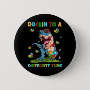 Rockin To A Different Tune Dinot-rex Autism Boys  6 Cm Round Badge