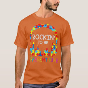 Rockin To A Different Tune Headphone Puzzle Autism T-Shirt