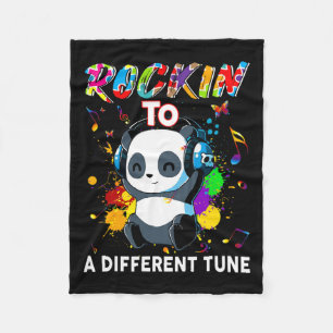 Rockin' To A Different Tune Panda Autism Awareness Fleece Blanket