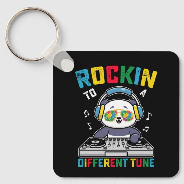 Rockin To A Different Tune Panda Autism Awareness Key Ring (Front)