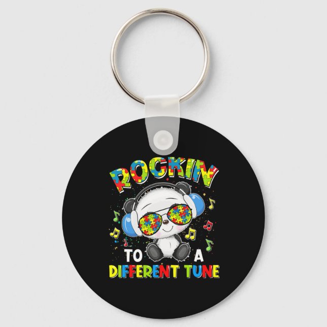 Rockin' To A Different Tune Panda Autism Awareness Key Ring (Front)