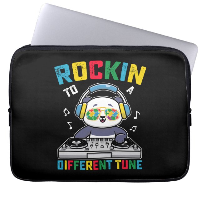 Rockin To A Different Tune Panda Autism Awareness Laptop Sleeve (Front)