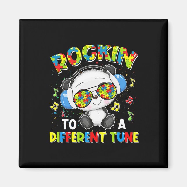 Rockin' To A Different Tune Panda Autism Awareness Magnet (Front)