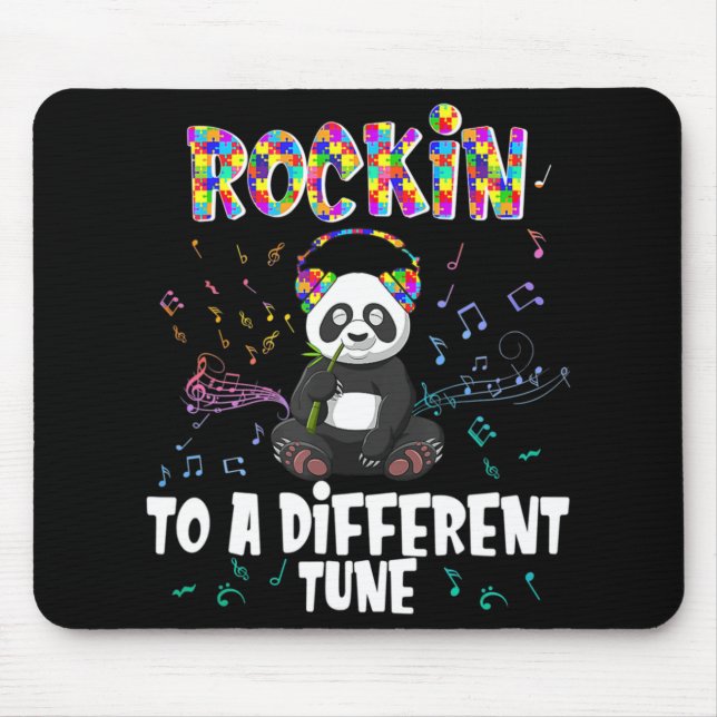 Rockin' To A Different Tune Panda Autism Awareness Mouse Pad (Front)