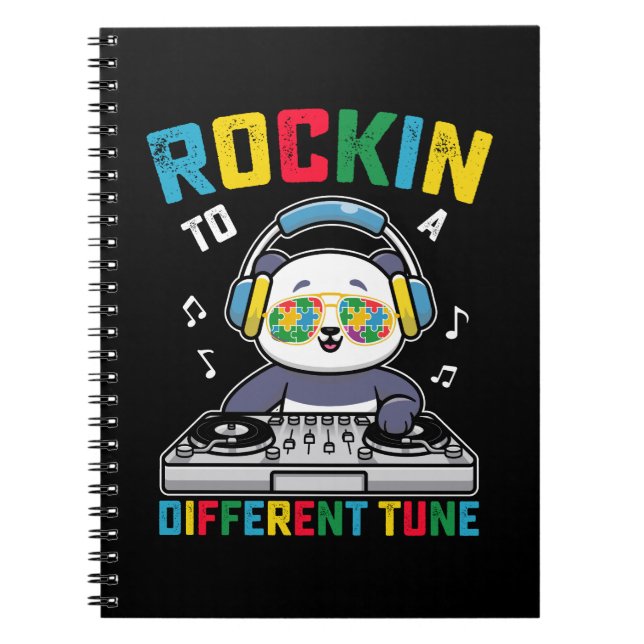 Rockin To A Different Tune Panda Autism Awareness Notebook (Front)