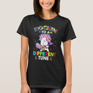 Rockin' To A Different Tune Unicorn Autism Awarene T-Shirt