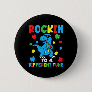 Rockin To Different Tune Dinot-rex Autism Awarenes 6 Cm Round Badge