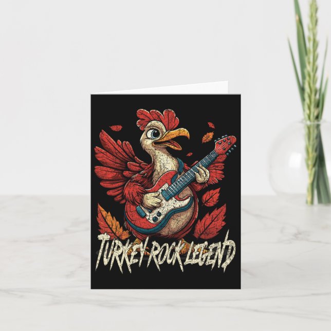 Rockin' Turkey - Fun Musical Thanksgiving Guitar R Card (Front)