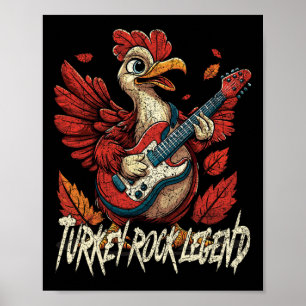 Rockin' Turkey - Fun Musical Thanksgiving Guitar R Poster