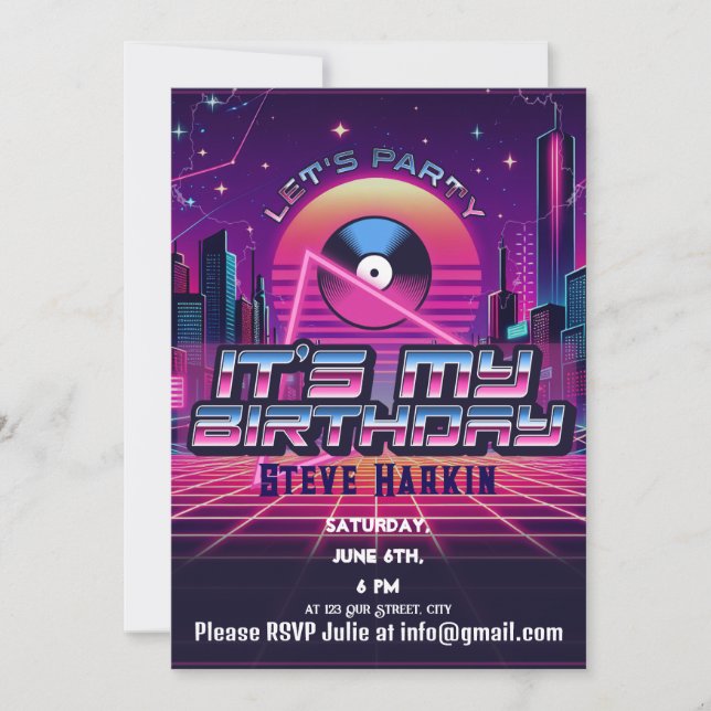 Rockin Vaporwave Party Invitation (Front)