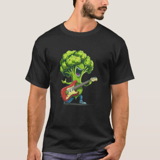 Rocking Broccoli Costume with cool electric Guitar T-Shirt