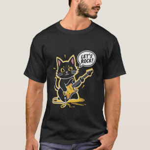 Rocking Cat Playing Guitar A Humourous Delight for T-Shirt