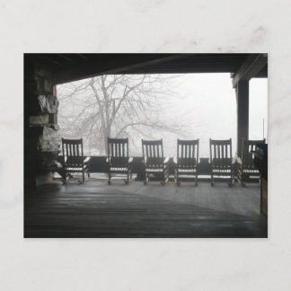 Rocking chair porch with a beautiful view postcard