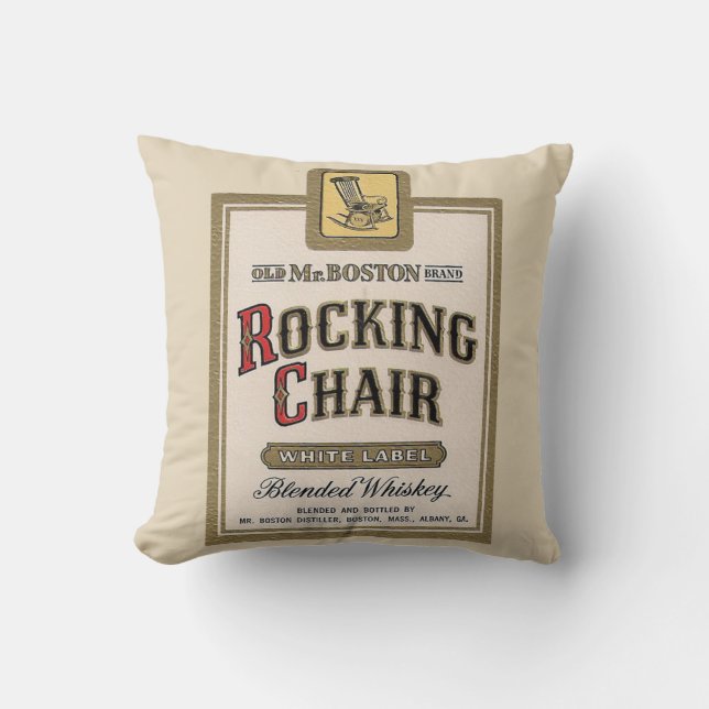 Rocking Chair Whiskey bar gameroom vintage pillow (Front)