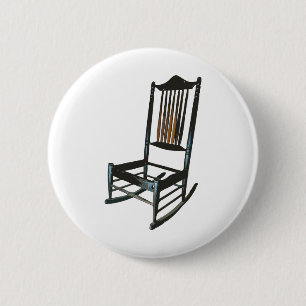 Rocking Chair - Wood Antique Vintage 6 Cm Round Badge