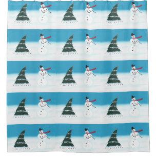 Rocking Dancing Snowman Christmas Shower Curtains