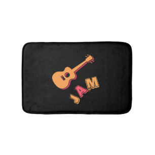 Rocking Guitar, Music Jam Style, Orange & Red Art Bath Mat