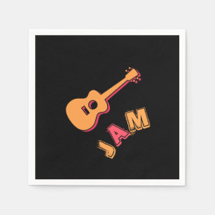 Rocking Guitar, Music Jam Style, Orange & Red Art Napkin