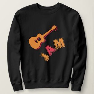 Rocking Guitar, Music Jam Style, Orange & Red Art Sweatshirt