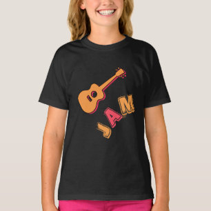 Rocking Guitar, Music Jam Style, Orange & Red Art T-Shirt