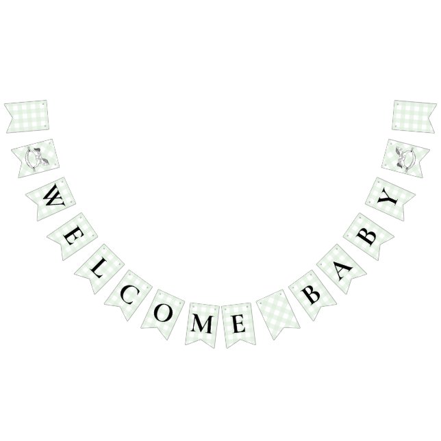 Rocking Hors Green Gingham Baby Shower Bunting Bunting (All)