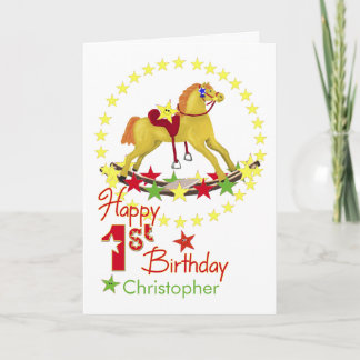 Rocking Horse 1st Birthday Card