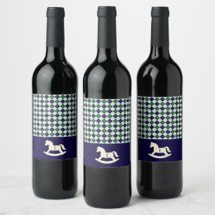 Rocking Horse Argyle 1st Birthday Drink Label