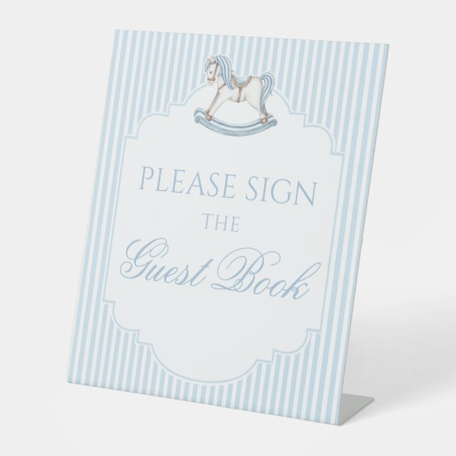 Rocking horse babies a sweet baby shower treat pedestal sign (Front)